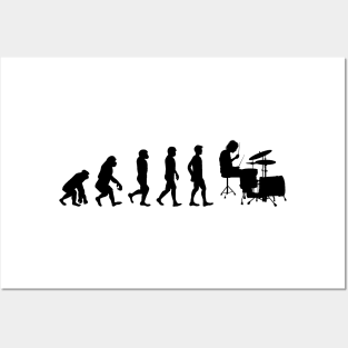 Funny Drummer Evolution Of Man And Drumming Posters and Art